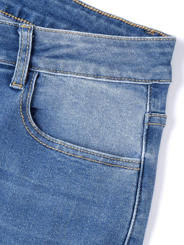 Plus Size Washed Denim Skinny Pants, Casual Streetwear, Fashion Pocket Button Fly Jeans for Daily Outdoor Wear, Women Plus Clothing for All Seasons